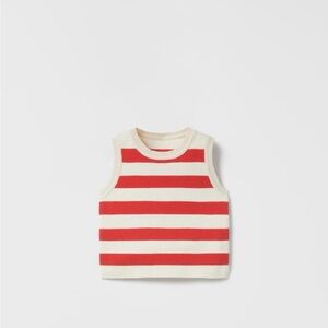 Zara baby girl Red and White Striped knit Top size 18-24months